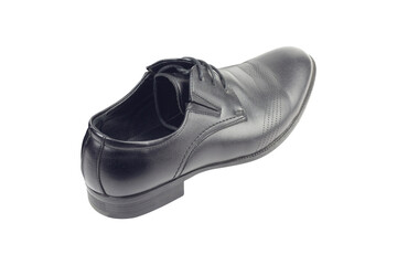 one black leather shoe isolated from the background