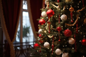 Fototapeta na wymiar The Christmas tree with decorations