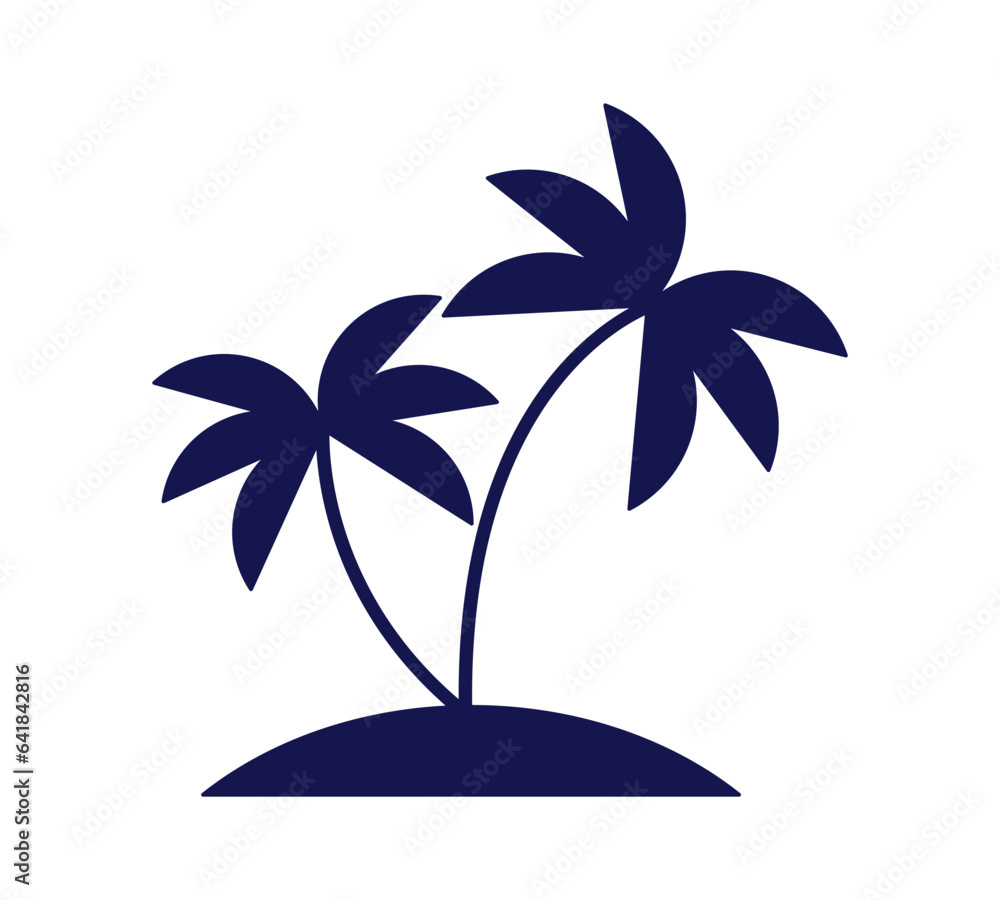 Aufkleber palm trees on island flat line color isolated vector object. beach. small isle. editable clip art im