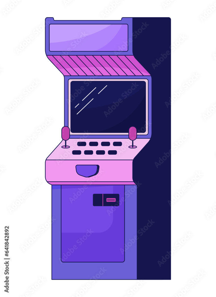 Poster video gaming machine flat line color isolated vector object. playing arcade. editable clip art image