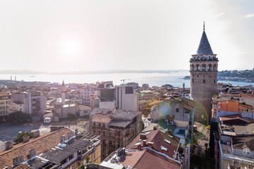 Obraz premium Galata Tower in Istanbul, Turkey. Aerial view of Galata Tower.