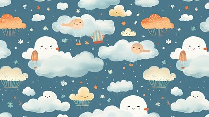 Obraz premium a pattern of clouds with a couple of birds flying in the sky. generative ai