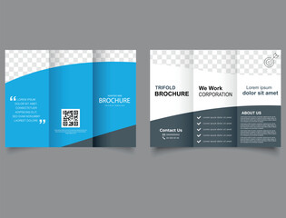 Tri fold wave brochure layout. Vector editable template. corporate trifold brochure