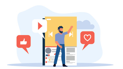 Man blogger vector illustration 