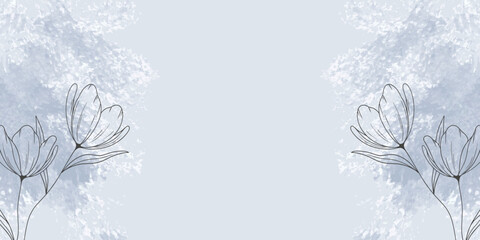 Abstract floral art background vector. Flower style wallpaper with botanical leaves Organic shapes Watercolor. Floral flowers border seamless pattern in sketch style on white background.