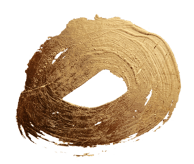 PNG Gold bronze glitter brushstroke painting blot smear design elements. Abstract glow shine stain on transparent background.