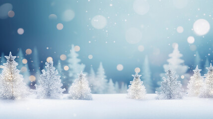 Fototapeta na wymiar Winter's Elegance: Frosted Spruce Branches and Snowy Drifts with Christmas Lights Bokeh
