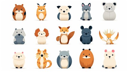  a bunch of different types of animals on a white background.  generative ai