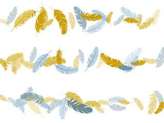 Flying feather elements airy vector design.