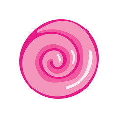 Pink round spiral lollipop. Colorful sweet lollipops. Children s sweets. Halloween candy. Christmas caramel. Vector illustration on a white background