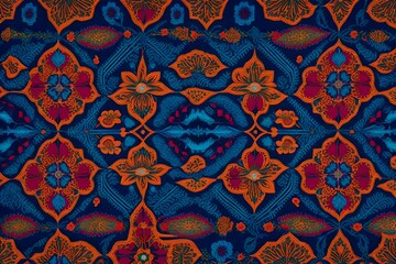 a floral pattern inspired by the patterns and motifs found in traditional Persian rugs, incorporating intricate floral designs and rich, jewel-toned colors - AI Generative