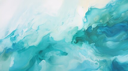  an abstract painting with blue and green colors on a white background.  generative ai