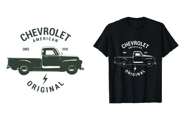 American chevrolet truck vector T-shirt design. american truck t-shirt. - obrazy, fototapety, plakaty