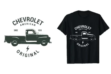 Foto op Canvas American chevrolet truck vector T-shirt design. american truck t-shirt. © Raju