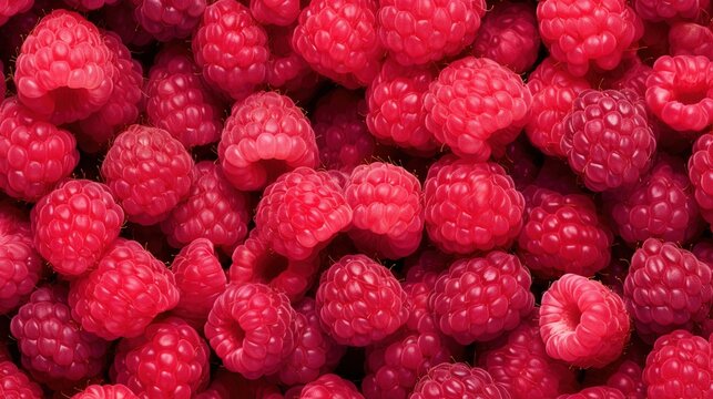  a close up of raspberries with a lot of ripe berries.  generative ai