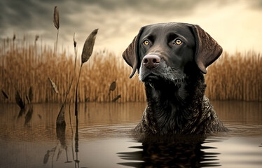hunting dogs on the hunt. Generative AI, - obrazy, fototapety, plakaty
