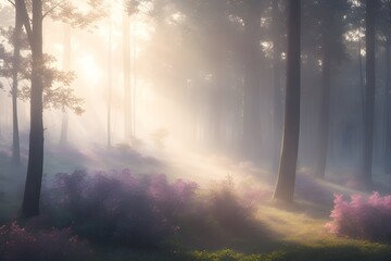 morning mist in the forest