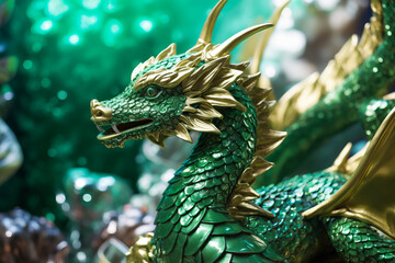 Fototapeta premium Illustration of green dragon. symbol of 2024 year in Chinese calendar