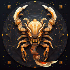 Astrological zodiac sign Scorpio as low poly in 3d