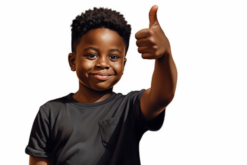Positive African American Boy Giving Thumbs Up with Confidence