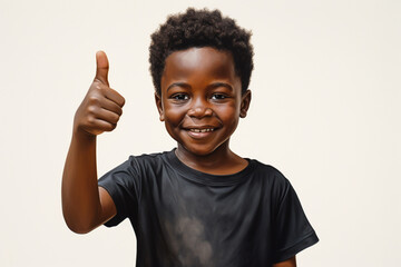 Positive African American Boy Giving Thumbs Up with Confidence