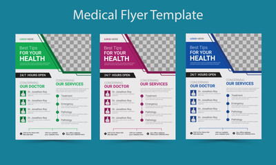 Vector Creative business flyer template design set with orange, Medical flayer Design Template Healthcare and Medical pharmacy flyer and brochure template
