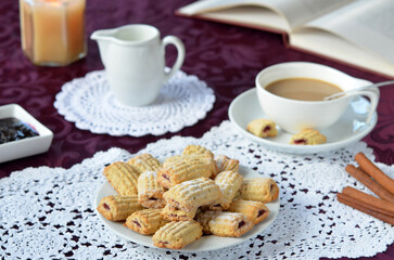 still life with cookies and coffee in vintage style