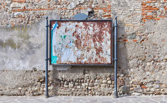 Beautiful old poster stand in Italy, can also be used well for own picture montages.
