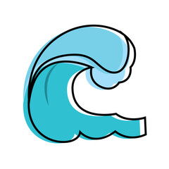 Isolated colored sketch of a sea wave icon Vector