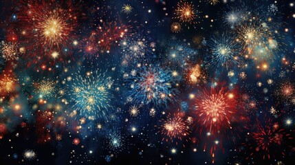 Fototapeta premium a bunch of fireworks are lit up in the night sky. generative ai