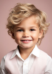 Cute Child Wearing Light Pastel Pink Clothes Generative AI