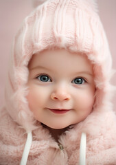 Cute Child Wearing Light Pastel Pink Clothes Generative AI