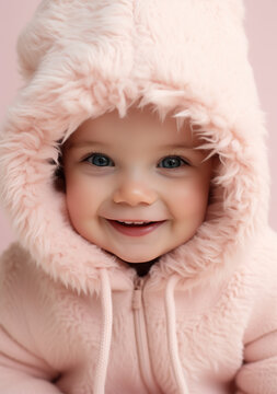 Cute Child Wearing Light Pastel Pink Clothes Generative AI