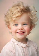 Cute Child Wearing Light Pastel Pink Clothes Generative AI