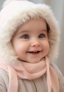 Cute Baby Wearing Light Pastel Pink Clothes Generative AI