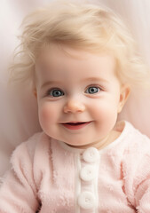 Cute Child Wearing Light Pastel Pink Clothes Generative AI