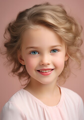 Cute Child Wearing Light Pastel Pink Clothes Generative AI