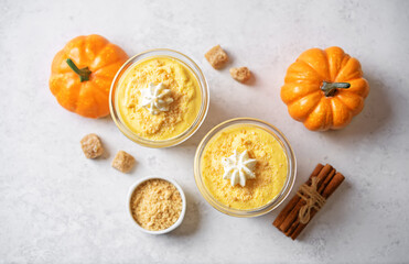 Pumpkin greek yogurt cake parfait in a glass