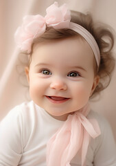 Cute Child Wearing Light Pastel Pink Clothes Generative AI