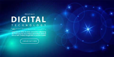 Digital technology banner green blue background concept, cyber technology circuit, abstract tech, innovation future data, internet network, Ai big data, futuristic wifi connection illustration concept