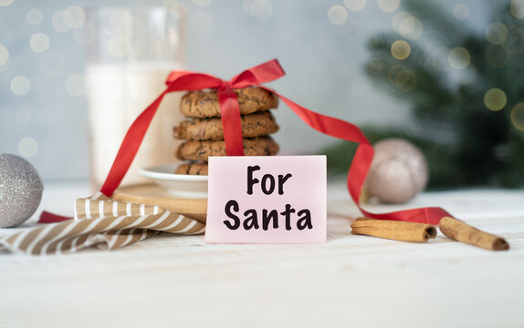 Christmas treat for Santa. The milk and cookies. Cookies For Santa