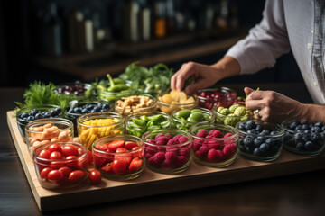 Heart-Healthy Choices. Person choosing fresh fruits over processed snacks, showcasing cardiovascular health to be healthy. Generative Ai.