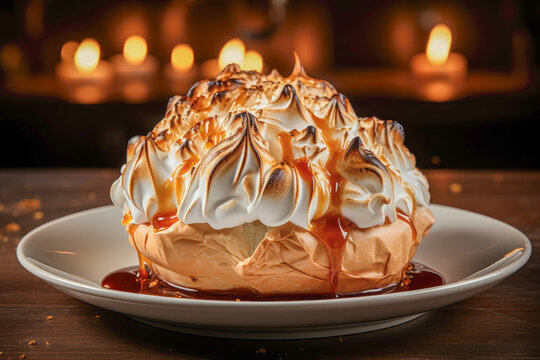 Baked Alaska, a show-stopping dessert featuring ice cream encased in luscious meringue and briefly baked to brown the exterior