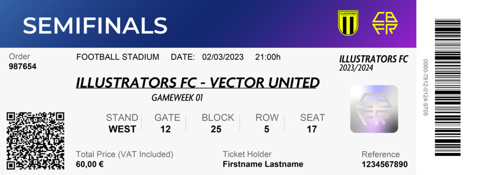 Customizable Classic Ticket for Sports Game or Event Template. Create a custom physical version of your game/event ticket!