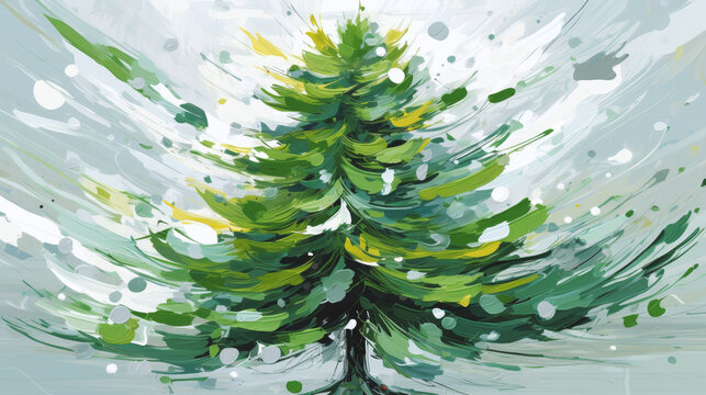 abstract christmas tree oil painted background