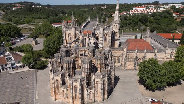 Aerial view of the 14th-century Batalha Monastery (Portuguese: Mosteiro da Batalha ), one of the most significant and best-preserved examples of Gothic architecture in Portugal.