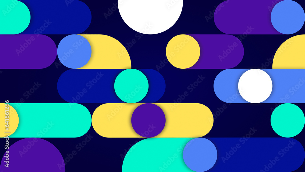 Poster abstract pattern of colorful geometric shapes on dark blue background. abstract high resolution full