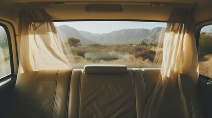 Generative AI, road trip aesthetic concept, muted neutral colors, happy travel, enjoy holidays and relaxation