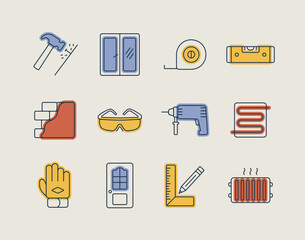 Set of building construction and home repair icons