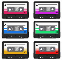 Vector Cassette Tapes in Various colours